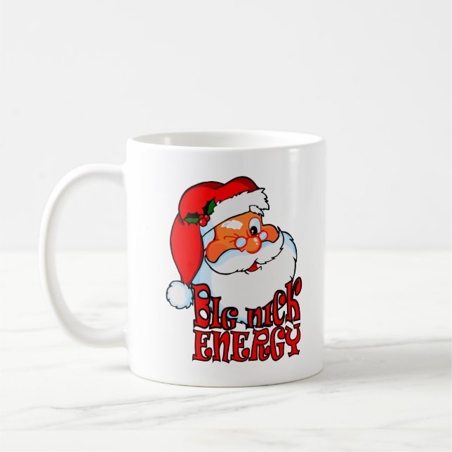 Taza De Café Gran Nick Santa Energy - Navidades Retro Santa Xma (Izquierda)