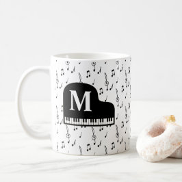 Taza De Café Gran nota musical de piano monograma pianista