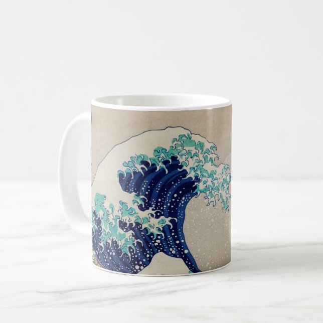 Taza De Café Gran Ola de Hokusai en Kanagawa. Arte japonés vint (Anverso izquierdo)