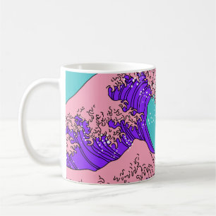 Taza De Café Gran ola en estilo de arte pop de vaporwave. Ver e