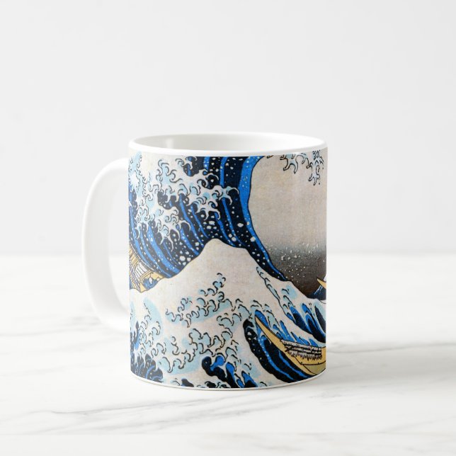 Taza De Café Gran ola, Hokusai, Ukiyo-e (Anverso izquierdo)