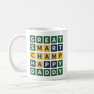 Taza De Café GRAN PAPÁ INTELIGENTE CAMPEÓN FELIZ Wordle Estilo