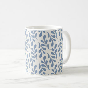 Taza De Café Gran patrón botánico de hoja azul costera