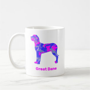 Taza De Café Gran Perro Dane Silhouette Crazy Pink caliente