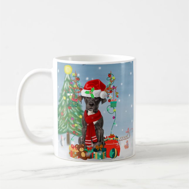 Taza De Café Gran perro danés con regalos de Navidades (Izquierda)