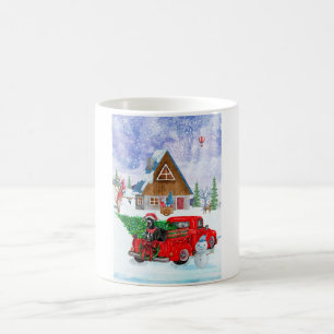 Taza De Café Gran Perro Danés En Nieve De Camión De Entrega De