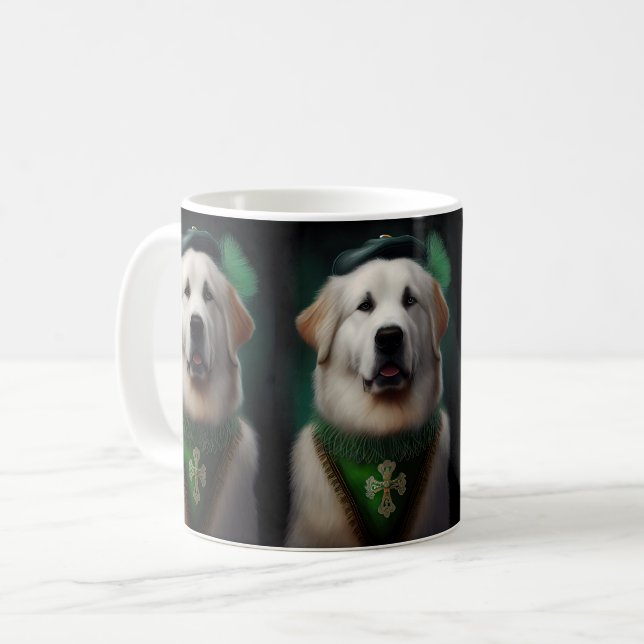 Taza De Café Gran perro de los Pirineos con vestido de San Patr (Anverso izquierdo)