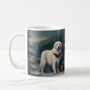 Taza De Café Gran perro de los Pirineos en Navidades de nieve