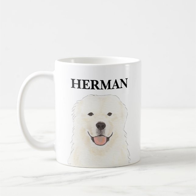 Taza De Café Gran Perro Pirineo Personalizado (Izquierda)