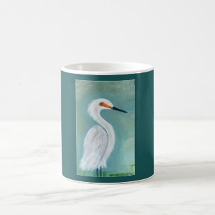Taza De Café Gran pintura blanca del Bello Artes del Egret