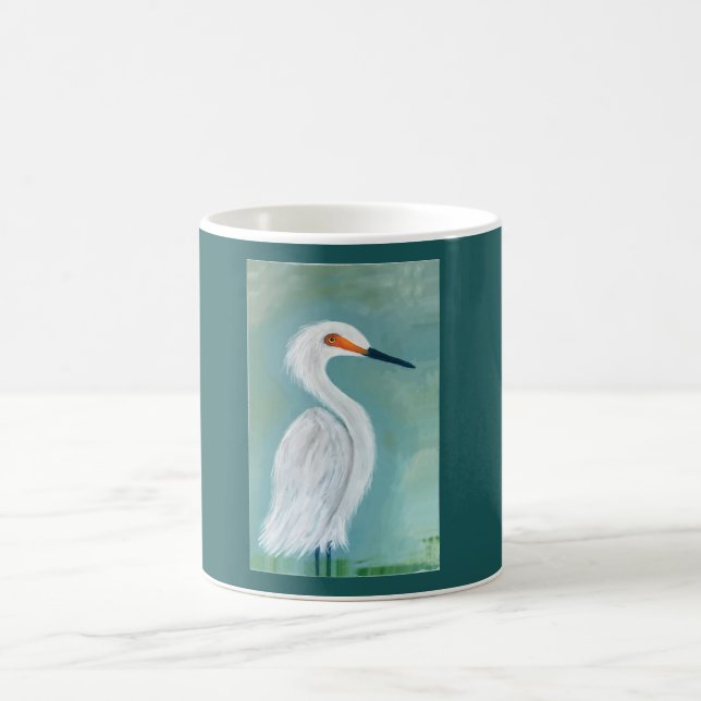 Taza De Café Gran pintura blanca del Bello Artes del Egret (Centro)