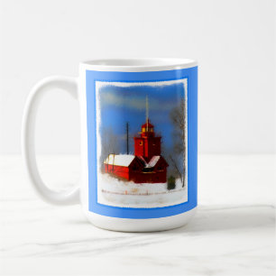 Taza De Café Gran pintura de faro rojo - Arte original