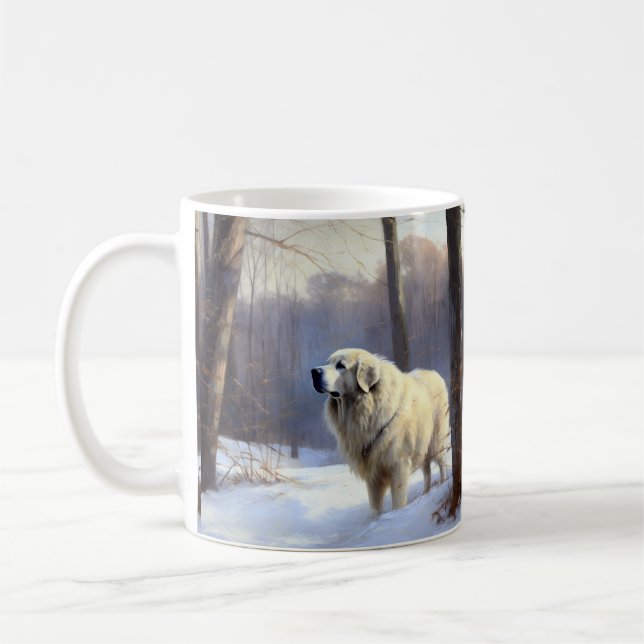 Taza De Café Gran Pirineo Deja que nieve Navidad (Izquierda)