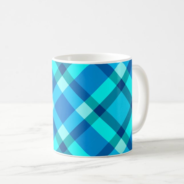 Taza De Café Gran Placa Moderna, Azul cobalto, Aqua y Turquesa (Anverso derecho)