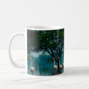 Taza De Café Gran población de flamingos en el hábitat natural.