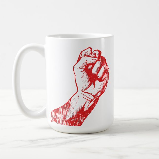 Taza De Café Gran Puño Levantado Defiante Rojo (Izquierda)