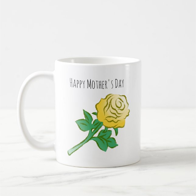 Taza De Café Gran Rosa Amarilla Hermosa (Izquierda)