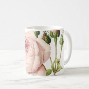 Taza De Café gran rosa con hojas de col de Redouté
