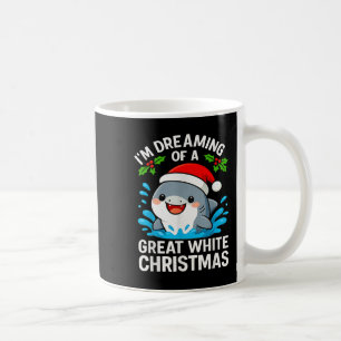 Taza De Café Gran Tiburón Blanco Navidad Divertido Santa Fiesta