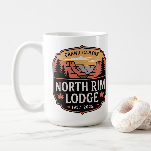 Taza De Café Grand Canyon North Rim Lodge 1937–2025 Memorial (Con donut)
