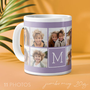Taza De Café Grande 11 Cuadrícula de Colaje con Monograma