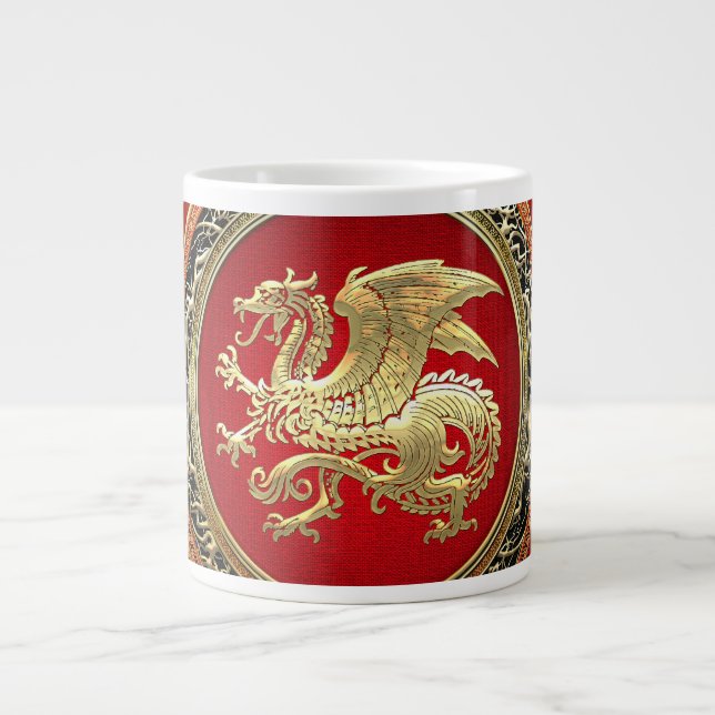Taza De Café Grande [200] Dragón islandés, Landvttir [Gold] (Frente)