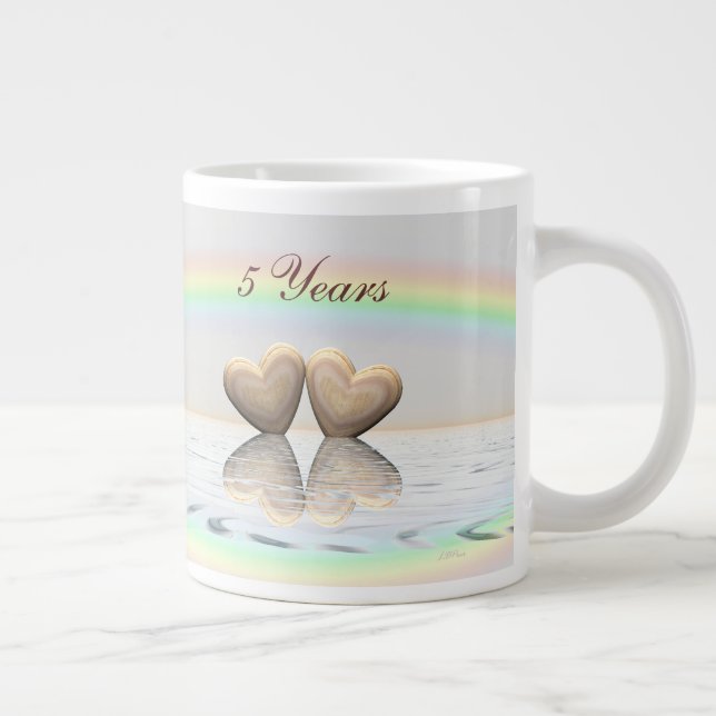 Taza De Café Grande 5.º aniversario Corazones de madera (Derecha)