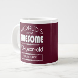 Taza De Café Grande 70.o Del cumpleaños de los mundos rojo oscuro