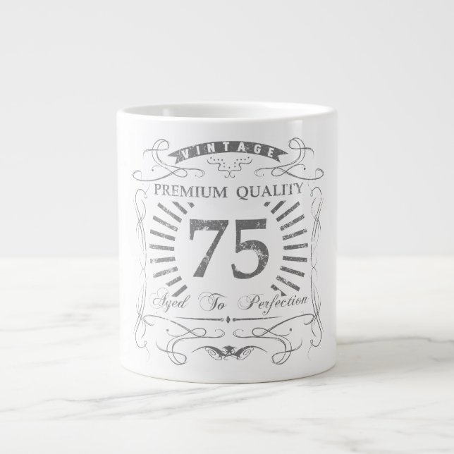Taza De Café Grande 75.º regalo de la bolsa de cumpleaños (Frente)