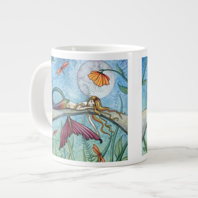 Taza De Café Grande Abajo por el arte de la sirena de estanques (Izquierda)