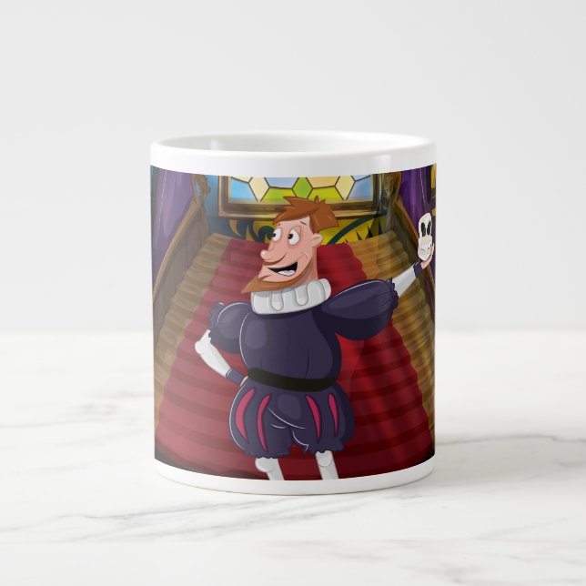 Taza De Café Grande Actor de dibujos animados de Shakespeare. (Frente)