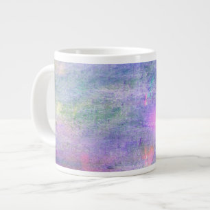 Taza De Café Grande acuarela azul, rosada inconsútil del amarillo del