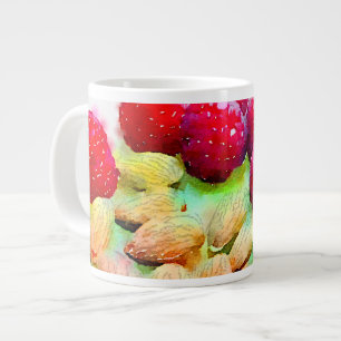 Taza De Café Grande Acuarela de las frambuesas y de las almendras