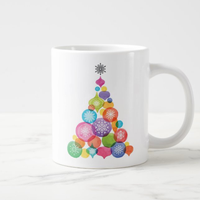 Taza De Café Grande Acuarela del navidad el | - árbol del ornamento (Derecha)