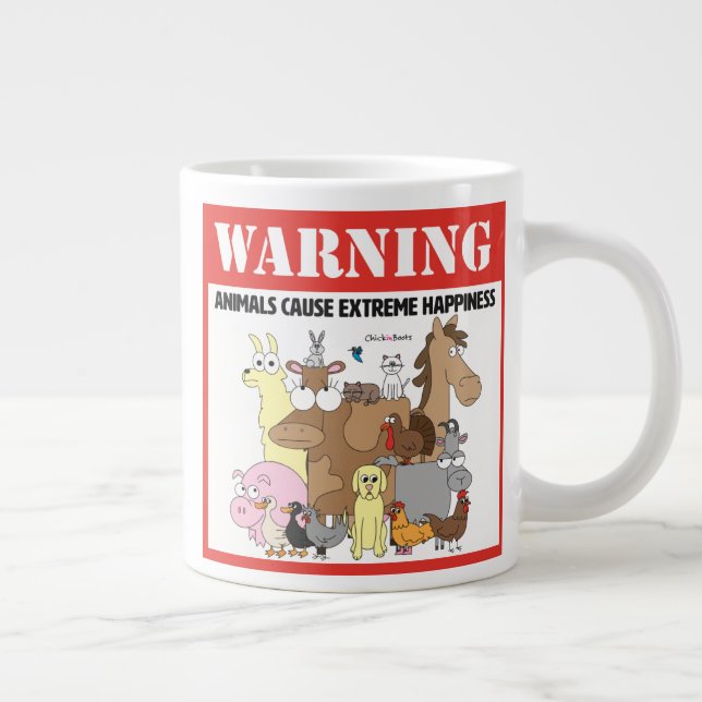 Taza De Café Grande Advertencia: Los mascotas causan felicidad extrema (Derecha)