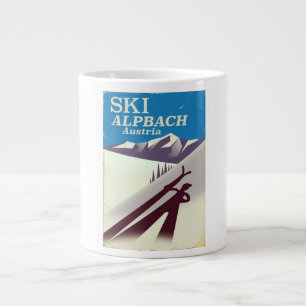 Taza De Café Grande Afiche de Alpbach Austriaco para los viajes de esq