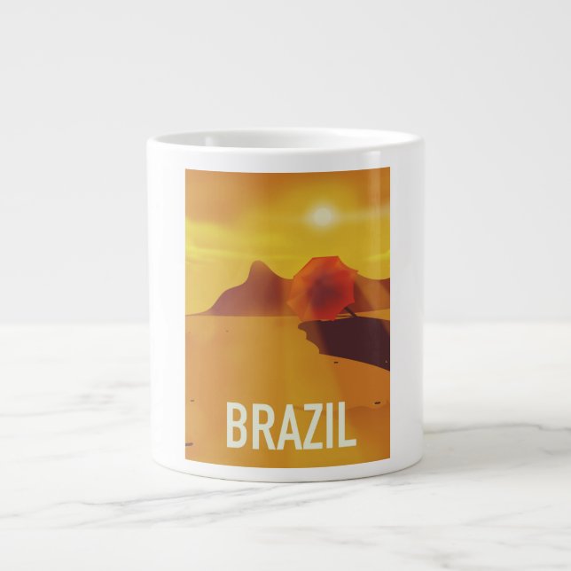 Taza De Café Grande Afiche de viaje de Brasil (Frente)