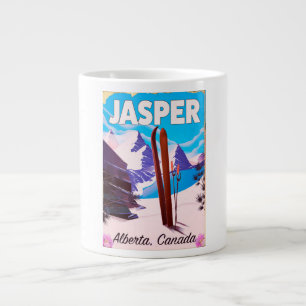 Taza De Café Grande Afiche de viaje de Jasper Alberta Canada