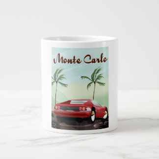 Taza De Café Grande Afiche de viaje en coche deportivo de Montecarlo