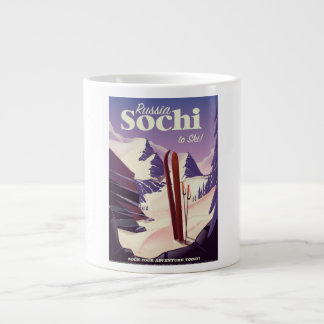 Taza De Café Grande Afiche de viaje en esquí de Sochi Rusia