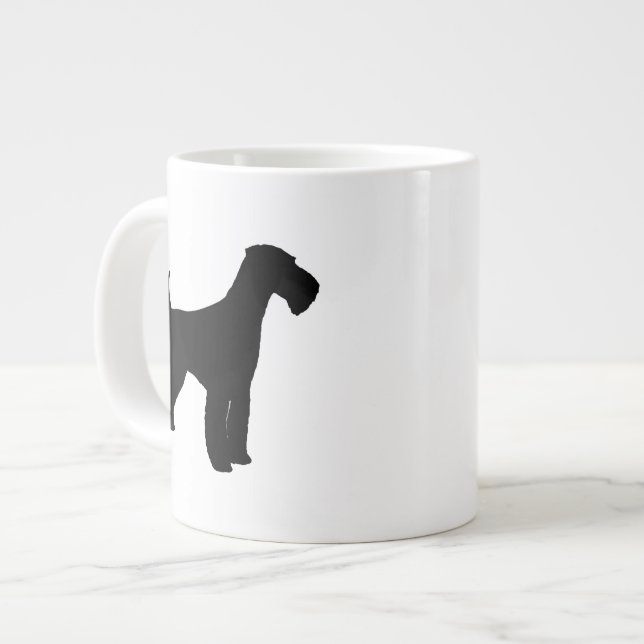 Taza De Café Grande Airedale Terrier Perro Raza Silhouettes (Izquierda)