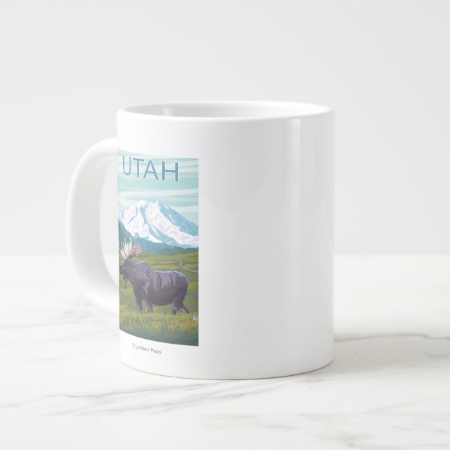 Taza De Café Grande Alces con MountainUtah (Izquierda)