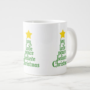 Taza De Café Grande Alegría, amor, paz, creencia, Navidades