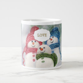 TAZA DE CAFÉ GRANDE AMANTE FAMILIA SNOWMAN