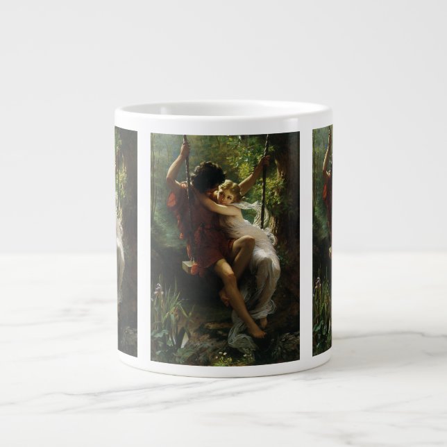 Taza De Café Grande Amantes de una Swing. Primavera de Pierre Auguste  (Frente)