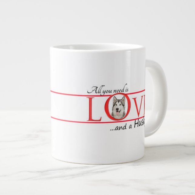Taza De Café Grande Amar mi Husky Jumbo Mug (Derecha)