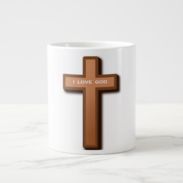 TAZA DE CAFÉ GRANDE "AMO A DIOS" CRUZ (Frente)