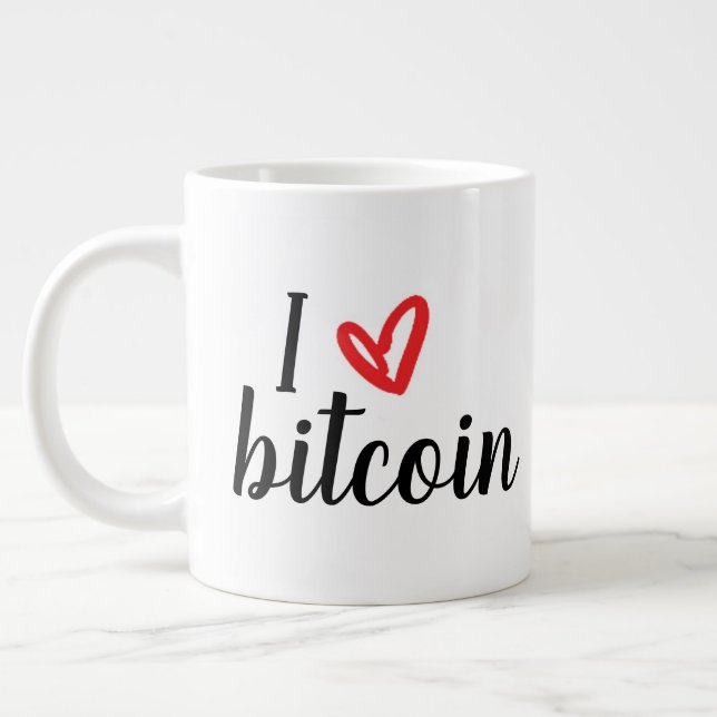 Taza De Café Grande Amo el bitcoin (Izquierda)