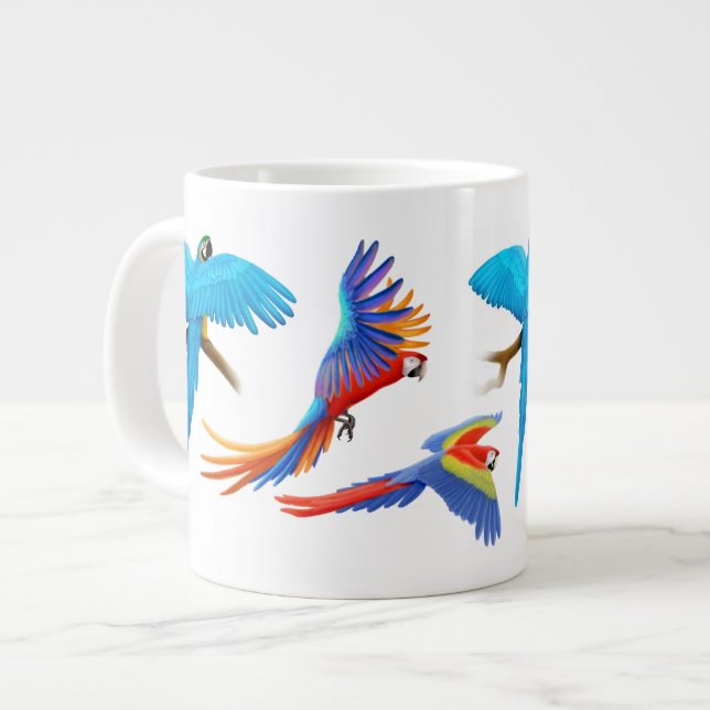 Taza De Café Grande Amo loros del Macaw (Izquierda)