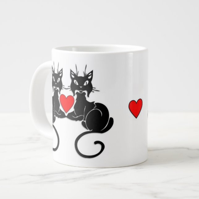 Taza De Café Grande Amor del gato negro (Izquierda)